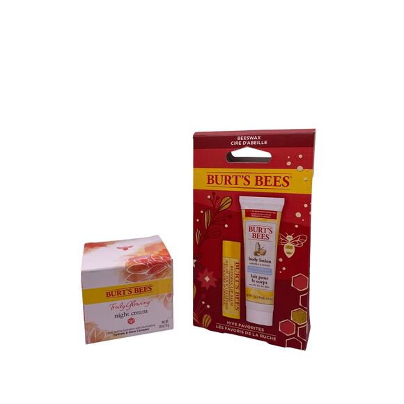 Burt’s Bee’s Truly Glowing Night Cream 1.8 oz and Burt’s Bee’s Hives Favorites, - Picture 1 of 2